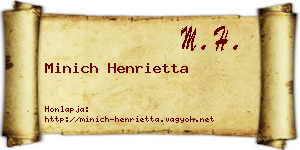 Minich Henrietta névjegykártya